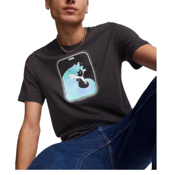 Puma Men's Short-Sleeve Wave Logo-Graphic T-Shirt - Black-shirt - Picture 11 of 12